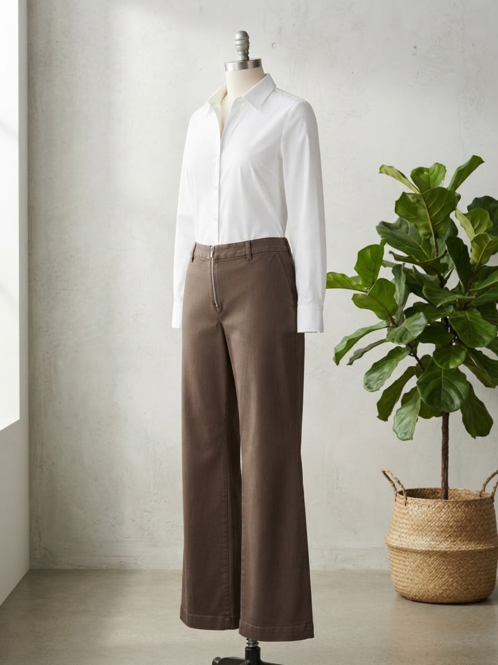 Coldwater Creek Wide-Leg High-Rise Pants in Brown